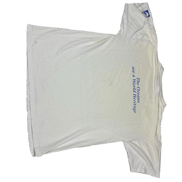 VTG 90s Oceanic Society Dolphin T Shirt L USA Made Single Stitch Graphic Ocean - Picture 10 of 14